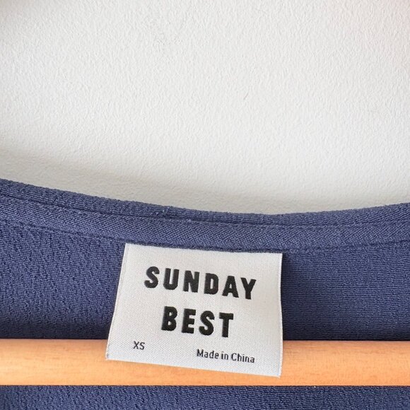 Aritzia Sunday Best Loretta Babydoll Dress Long Sleeve Classic Navy Size XS - Picture 5 of 7